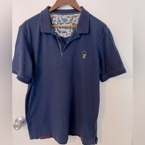 Robert Graham Lucifer Classic Fit Skull Embroidered Polo Men's Size Large Navy